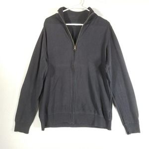 Zara Sweater Mens L Black Full Zip Long Sleeve Cotton Blend